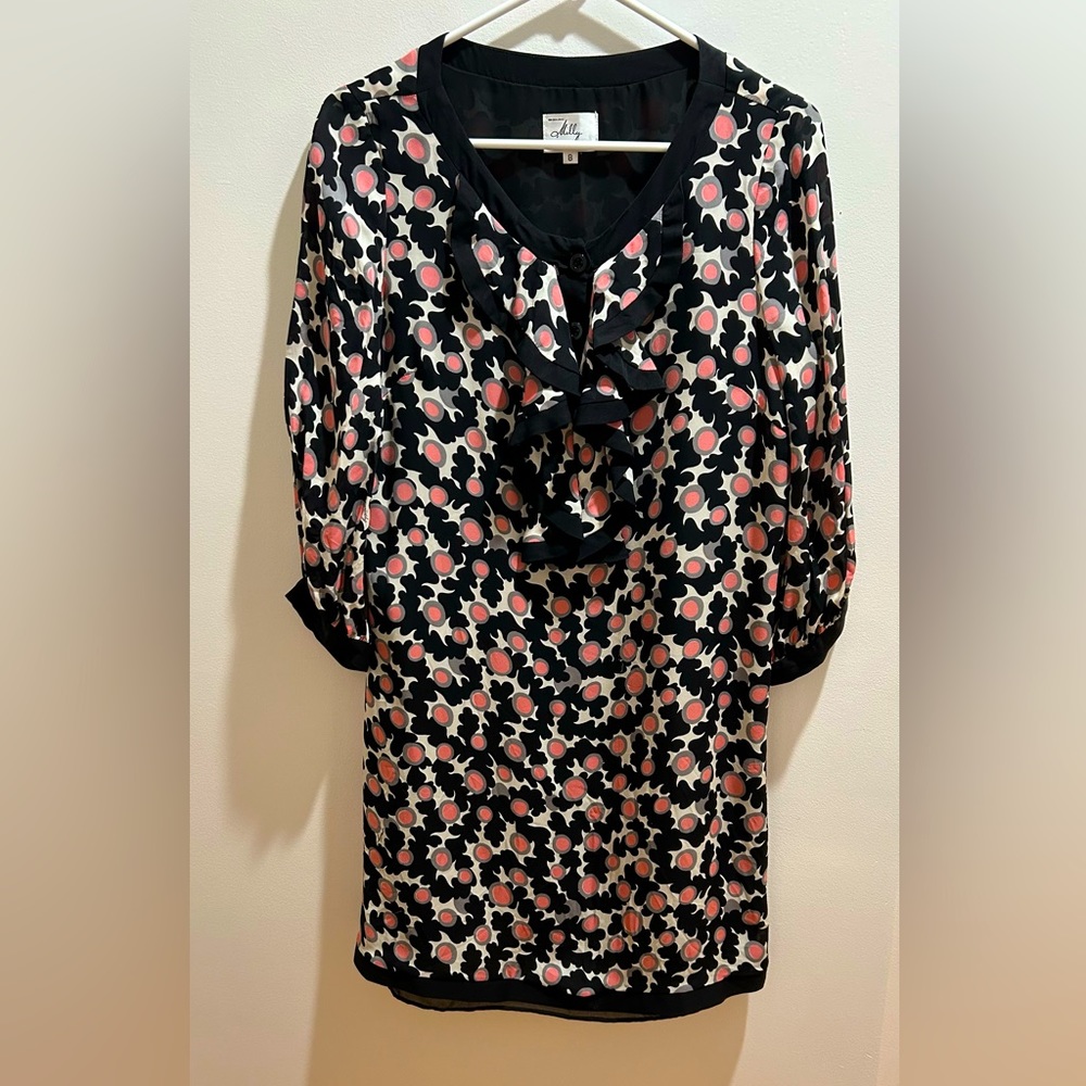 Milly Dress, Pink and black 100% Silk